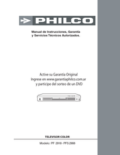 Philco PF 2918 Manual De Instrucciones Garantía Y Servicios Técnicos Autorizados