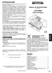 Honda Power Equipment ECT7000P Manual De Instrucciones