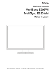 NEC MultiSync E233WM Manual De Usuario