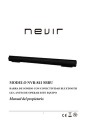 Nevir NVR-841 SBBU Manual Del Propietário