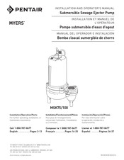 Pentair MYERS MSK75 Manual Del Operador E Instalación