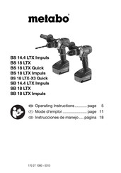 Metabo BS 18 LTX-X3 Quick Instrucciones De Manejo