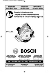 Bosch CCS180 Instrucciones De Funcionamiento Y Seguridad