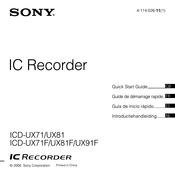 Sony ICD-UX81F Guia De Inicio Rapido