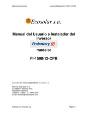 Ecosolar Probattery FI-1500/12-CPB Manual Del Usuario