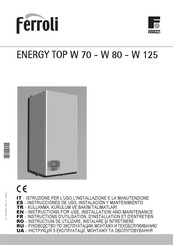 Ferroli ENERGY TOP W 80 Instrucciones De Uso, Instalación Y Mantenimiento