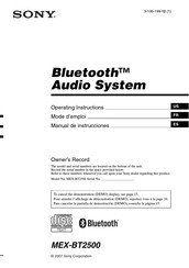 Sony MEX-BT2500 Manual De Instrucciones