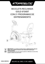 Exerpeutic Therapeutic Fitness GOLD 975XBT Manual Del Usuario