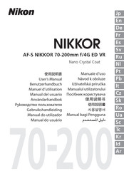 Nikon AF-S NIKKOR 70-200mm f/4G ED VR Manual Del Usuario