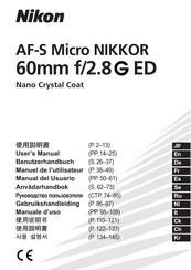 Nikon AF-S Micro NIKKOR 60mm f/2.8G ED Manual Del Usuario