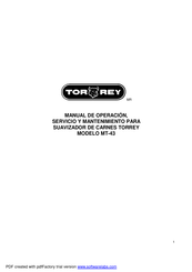 Torrey MT-43 Manual De Operacion, Servicio Y Mantenimiento