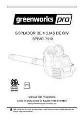 GreenWorks Pro BPB80L2510 Manual Del Propietário