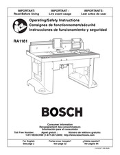 Bosch RA1181 Instrucciones De Funcionamiento Y Seguridad