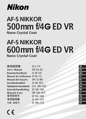 Nikon AF-S NIKKOR 500mm f/4 ED VR Manual Del Usuario
