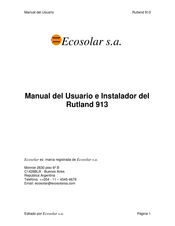 Ecosolar Rutland 913 Manual Del Usuario