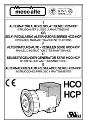 Mecc Alte HCO Serie Instrucciones Para Uso Y Mantenimiento