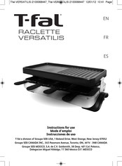 T-Fal RACLETTE VERSATILIS Instrucciones De Uso