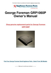 George Foreman GRP1060 Owner's Manual