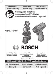 Bosch GSR12V-140FC Instrucciones De Funcionamiento Y Seguridad