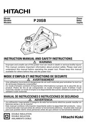 Hitachi Koki P 20SB Manual De Instrucciones E Instrucciones De Seguridad