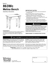 Whittier Wood Melina Bench 863Wc Manual De Instrucciones