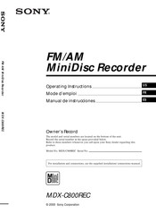 Sony MDX-C800REC Manual De Instrucciones