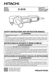 Hitachi Koki D 10YB Instrucciones De Seguridad Y Manual De Instrucciones