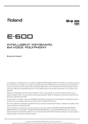 Roland E-600 Manual Del Usuario