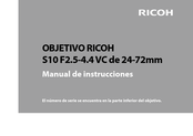 Ricoh S10 F2.5-4.4 VC de 24-72mm Manual De Instrucciones