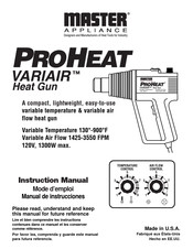 Master Appliance Proheat Variair Manual De Instrucciones