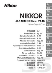 Nikon AF-S NIKKOR 35mm f/1.4G Manual Del Usuario