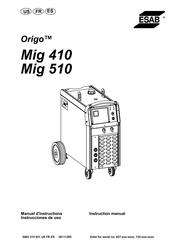 ESAB Origo Mig 410 Instrucciones De Uso