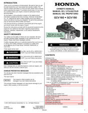 Honda GCV160 Manual Del Propietário
