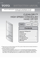 Toto HDR110SS Manual De Instrucciones