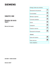 Siemens SIMATIC HMI TD17 Manual Del Equipo