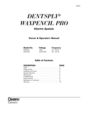 Dentsply WAX PENCIL PRO 9995337 Manual Para El Usuario Y El Propietario