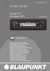 Blaupunkt Concept Pro II Birmingham 2012 Instrucciones De Manejo