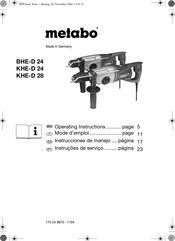 Metabo KHE-D 28 Instrucciones De Manejo