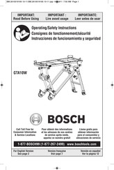 Bosch GTA10W Instrucciones De Funcionamiento Y Seguridad