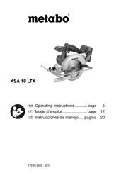 Metabo KSA 18 LTX Instrucciones De Manejo