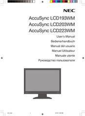 NEC AccuSync LCD193WM Manual Del Usuario