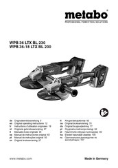 Metabo WPB 36-18 LTX BL 230 Manual De Instrucciones