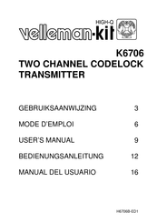 Velleman-Kit K6706 Manual Del Usuario