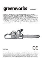 GreenWorks GD40CS18 Manual Del Operario