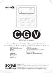 Sonab System 9 CGV wired volume master Manual Del Propietário