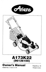 Ariens A173K22 Manual Del Propietário