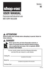 Shop-Vac 92 Serie Manual De Usuario