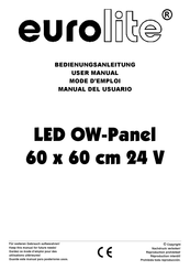 EuroLite LED OW-Panel 60x60 cm 24 V Manual Del Usuario