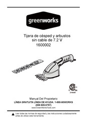 GreenWorks 1600002 Manual Del Propietário