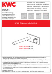 KWC ONO touch light PRO 11.654.003.000 Instrucciones De Montaje Y Servicio